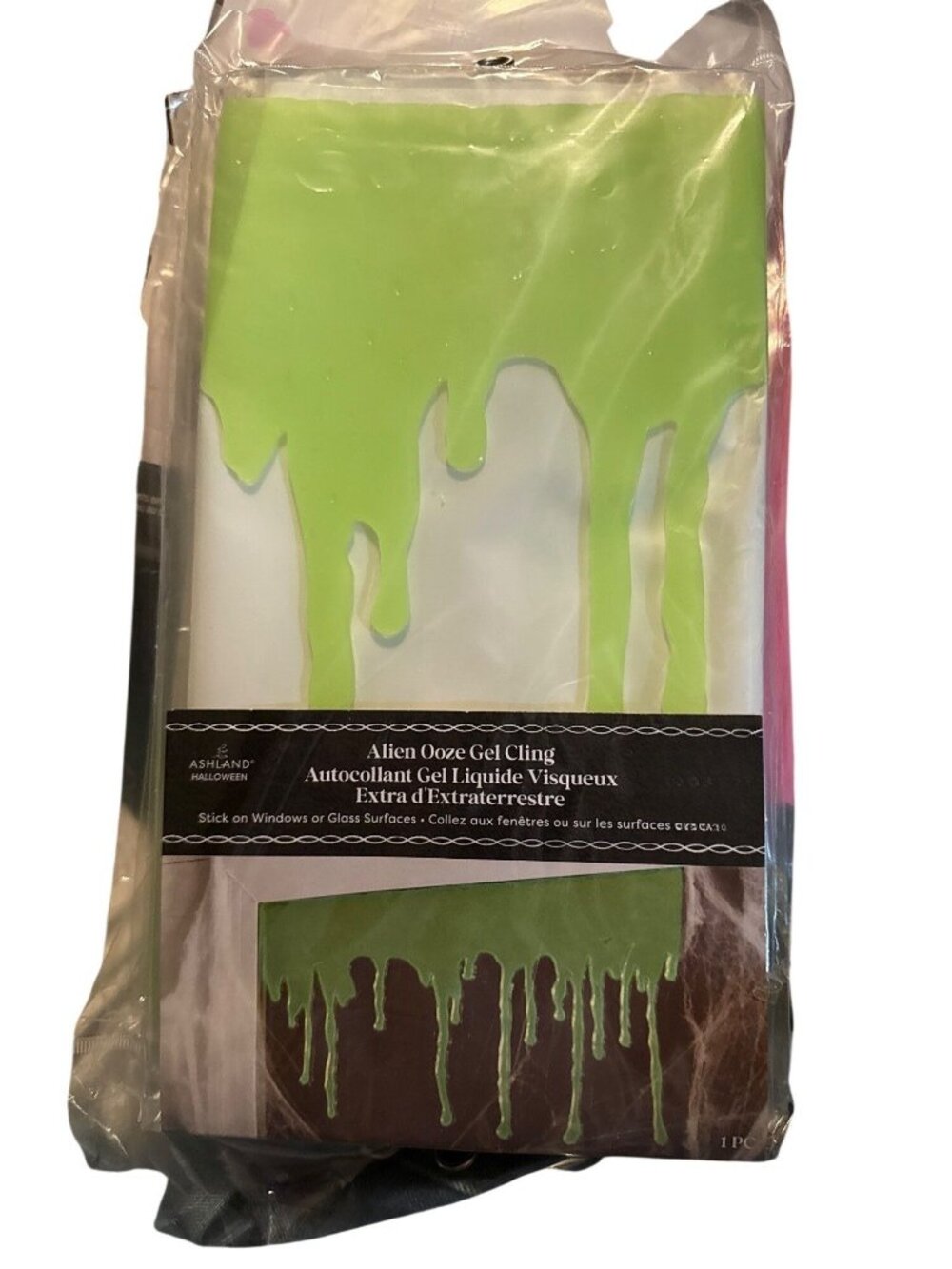 Alien Ooze Gel Cling Halloween Decoration For Windows/Glass Surfaces Green Dripp